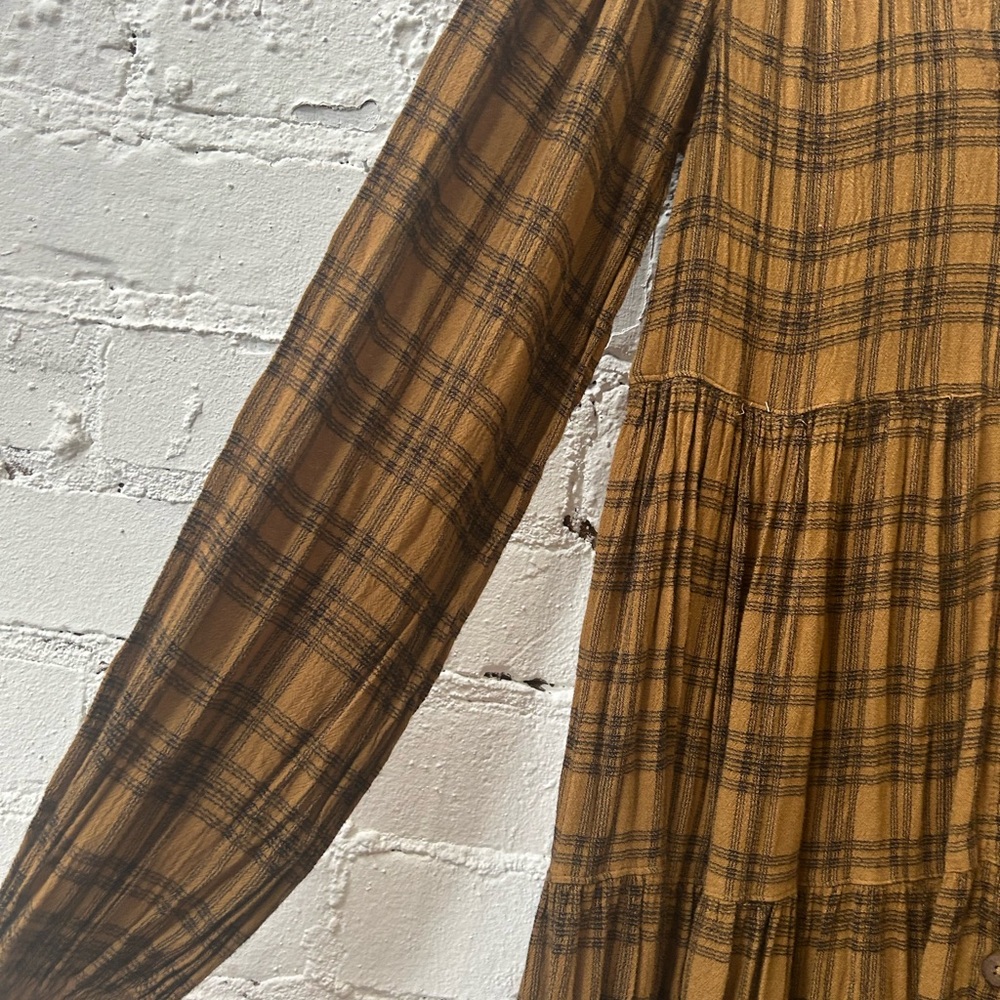 Urban Outfitters Mustard Plaid Long Sleeve Dress - Picture 3 of 4